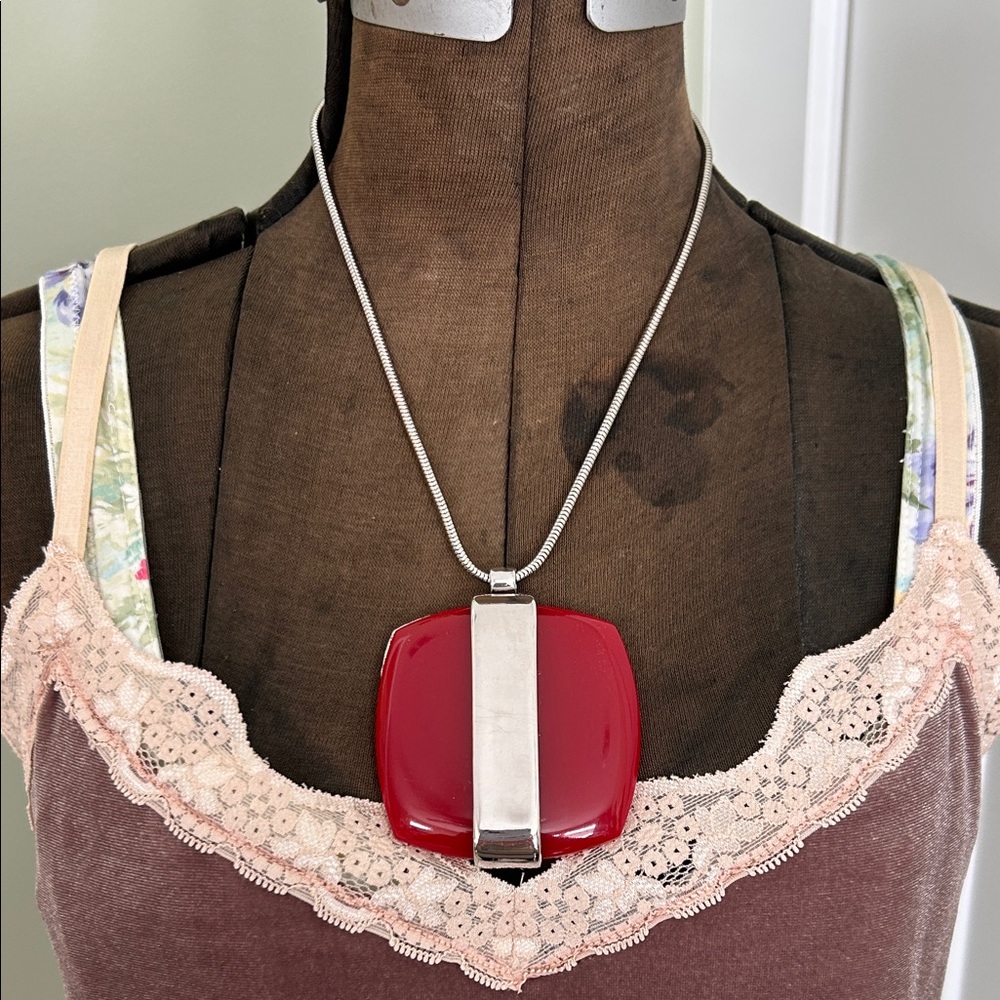 1980’s bold strong statement pendant necklace snake chain strong  & substantial